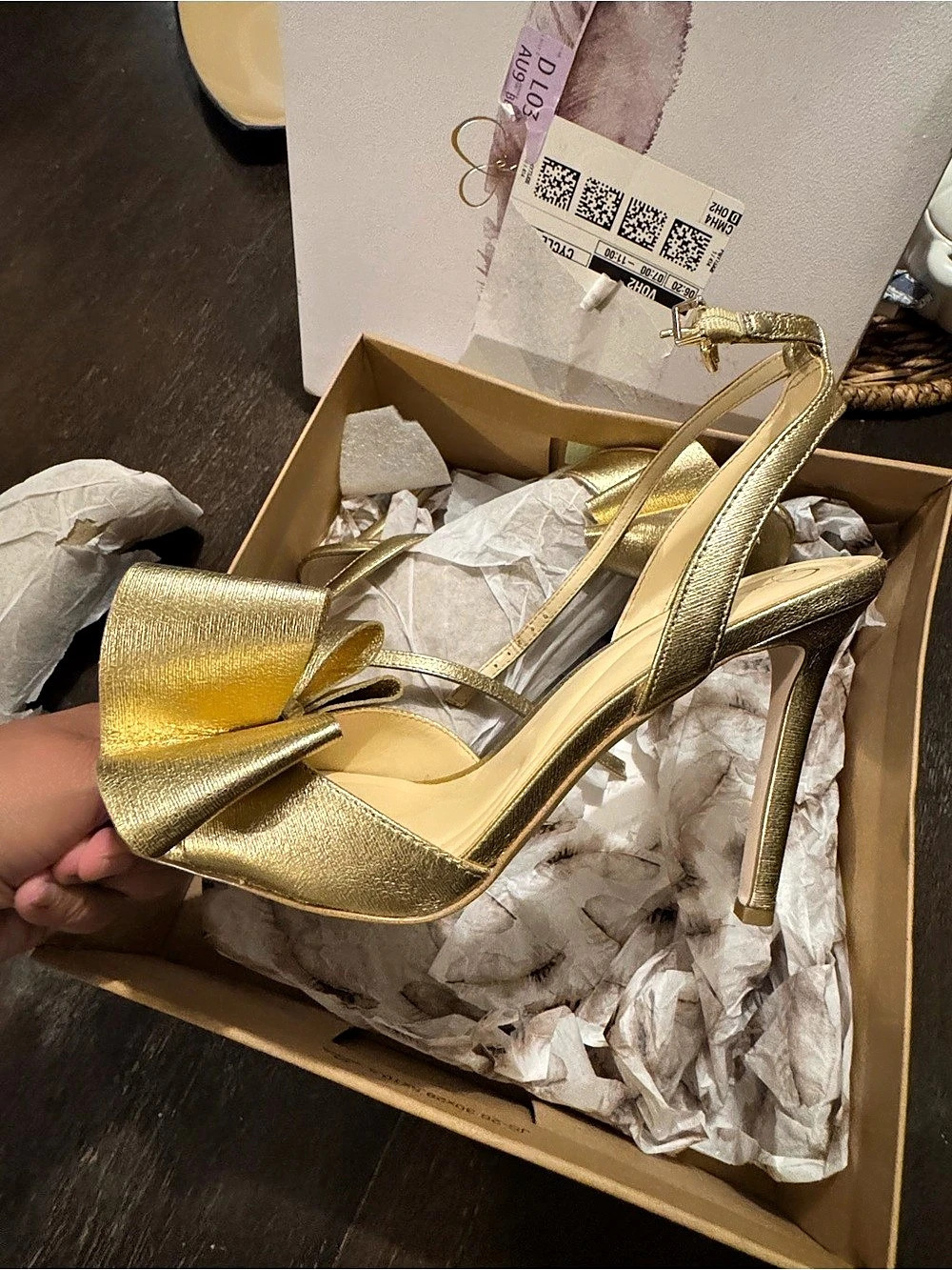 Jessica Simpson Olivine High Heel Gold Bow Heels US 8M